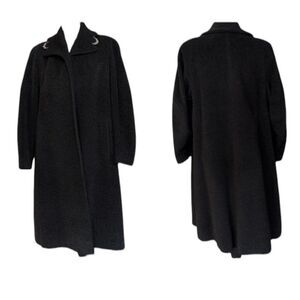 Authentic Rothmoor Vintage Wool Coat Jeweled Collar Dark Grey Satin Lined